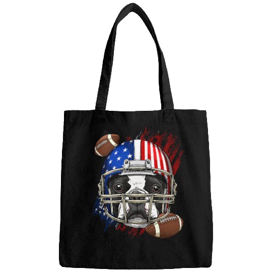 Sport American Football Boston Terrier American Football Dog Lovers USA Flag 284 Bags