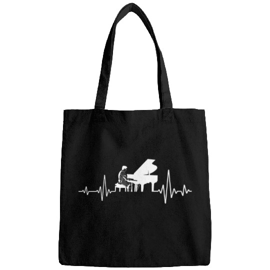 Funny Piano Heartbeat Musician Orchestra Music Art Bags