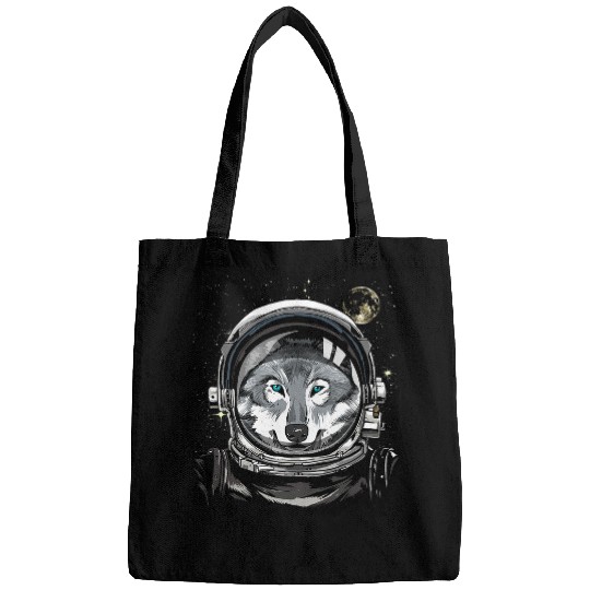 Coyote Mammal Astronaut Galaxy Outer Space Gray wolfs and Moon Astronomy Bags