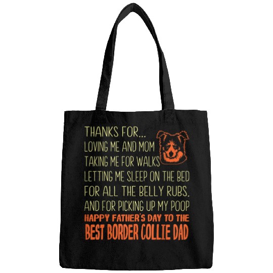 Border Collie Pet Mens bests Border Collie Dog Dad Fathers Day Bags