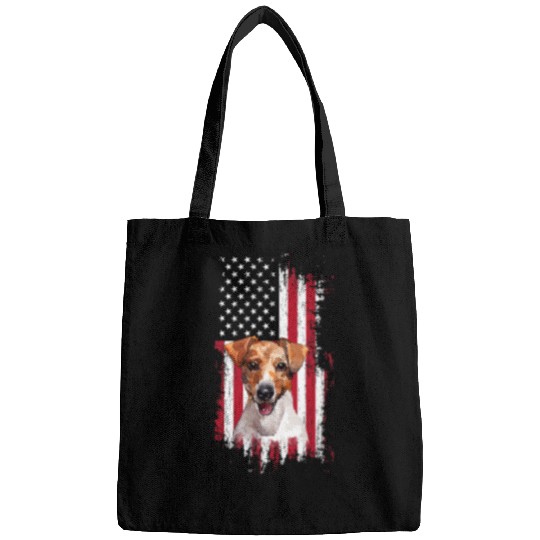 Jack Russell Pet Patriotic AMERICAN FLAG ART Jack Russel Dog Lover Bags