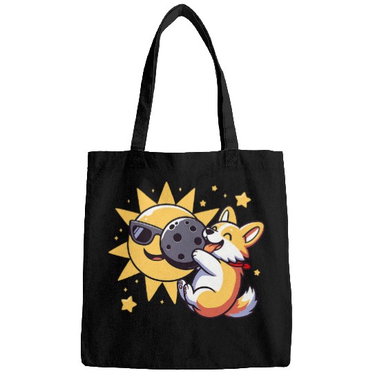 Corgi Pet Cute Corgi Solar Eclipse Sun Moon Space Design Bags