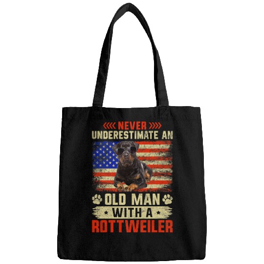Rottweiler Pet Mens Grandpa Father Dog Never Underestimate Old man Rottweiler 3 Bags