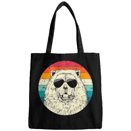 Chow Chow Pet Retro Vintage Chow Chow with Sunglasses Dog Lovers Bags