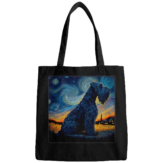 Schnauzer Pet Surrealism Starry Night Giant Bags
