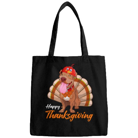 Pitbull Pet Turkey Pitbull Dog Maple Leaf Fall Vibes Thanksgiving Bags