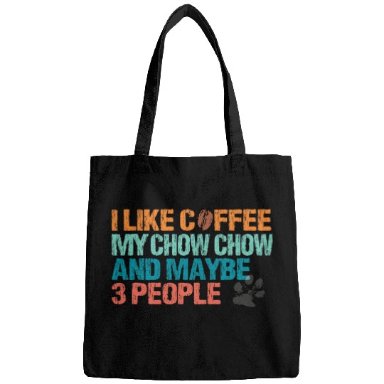 Chow Chow Pet Retro Chow Chow Dog Owner and Coffee Lover Bags