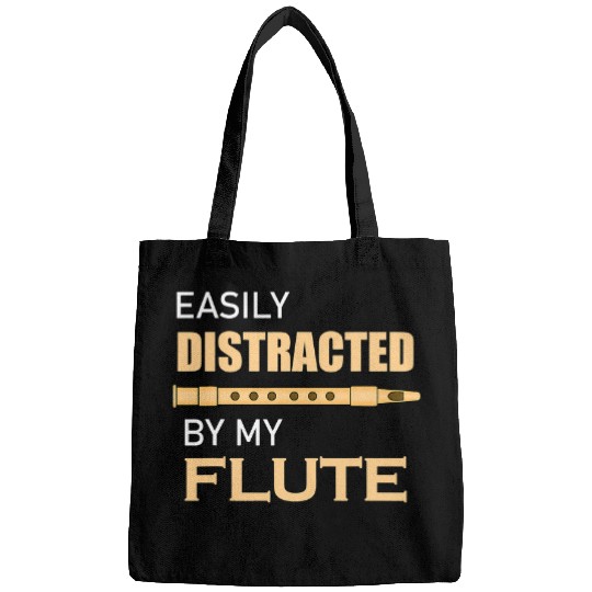 Funny Flute Distracted by Flutes Concert Musician Orchestra Flutist Bags
