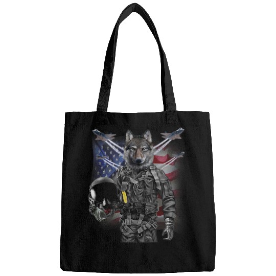 Coyote Mammal as Fighter Jet Pilot USA America Bags