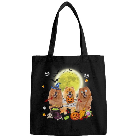 Chow Chow Pet Three Chow Chow Dogs Witch Scary Mummy Halloween Bags