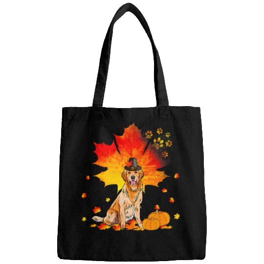 Golden Retriever Pet Autumn Leaf Fall Leaves Dog Thanksgiving Bags