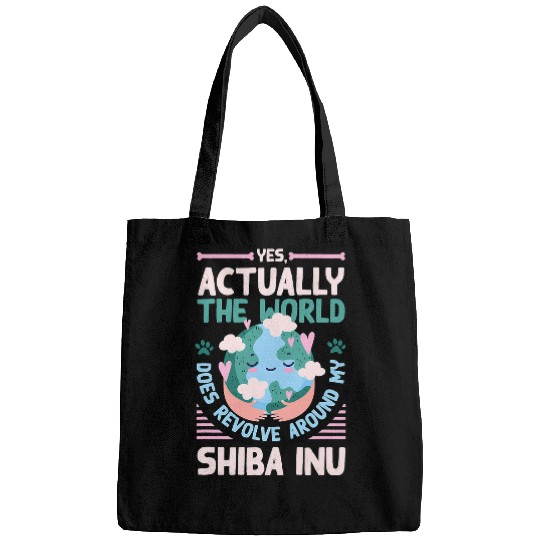 Shiba Inu Pet The World Does Revolve Around My Shiba Inu Sayings Bags