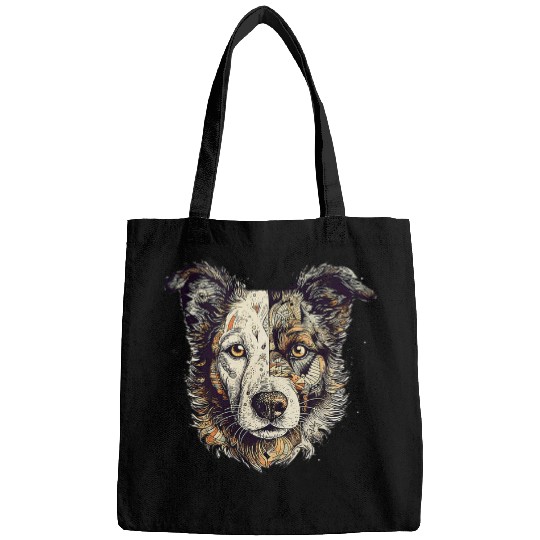 Border Collie Pet Vintage Border Collie Art Classic Canine Bags