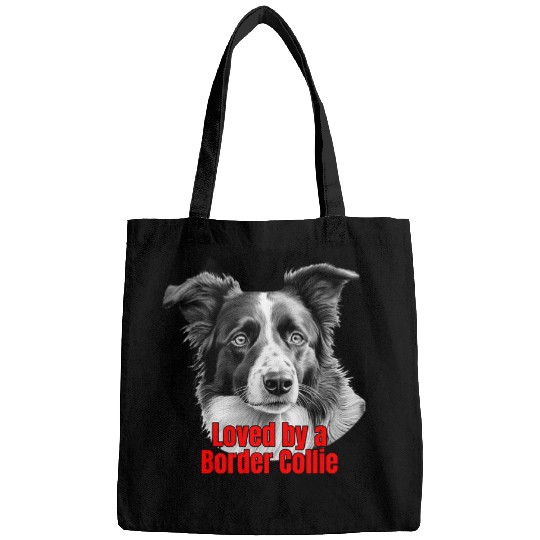 Border Collie Pet Loved by a Border Collie Big Bold Graphic Design Bags