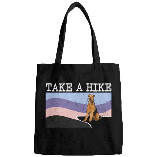Airedale Terrier Pet Hiking Hiker Take A Hike Airedale Terrier Funny Graphic Dog Bags