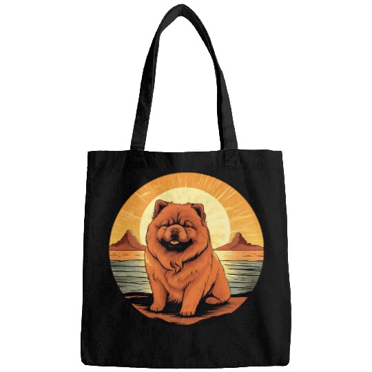 Chow Chow Pet Retro Vintage Chow Chow Dog Sunset Funny Chow Chow Bags