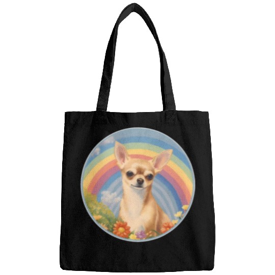 Chihuahua Pet Rainbow Bridge Colorful Dog Memorial Painting Bags