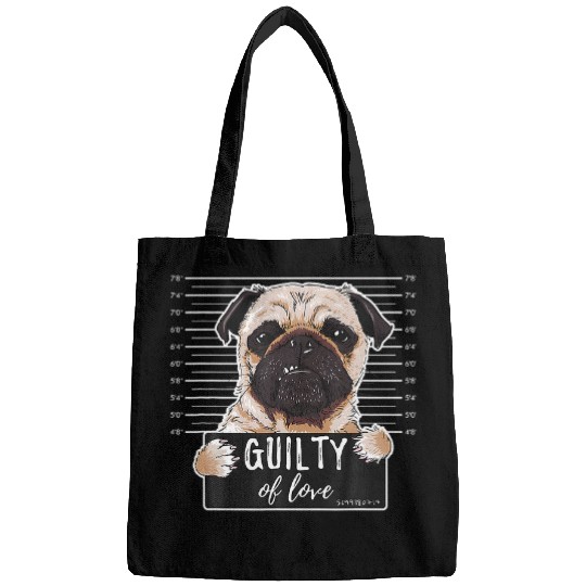 Pug Pet Dog Jail Mugshot Guilty Of Love Bags