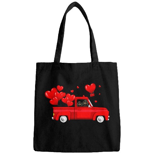 Coonhound Pet Womens Cute Coonhound Riding Red Truck Love Valentines Day Bags