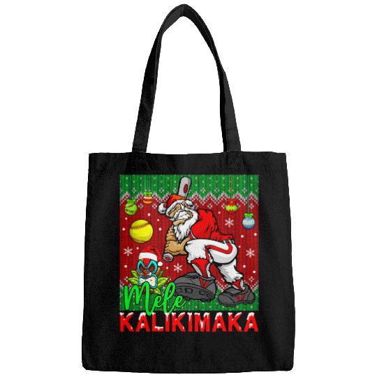 Sport Softball Mele Kalikimaka Hawaiian xmass Santa Playing Softball Lover Bags