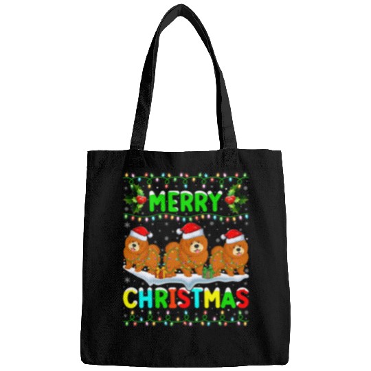 Chow Chow Pet xmass Chow Chow Dog Lighting Santa Merry Christmas Bags