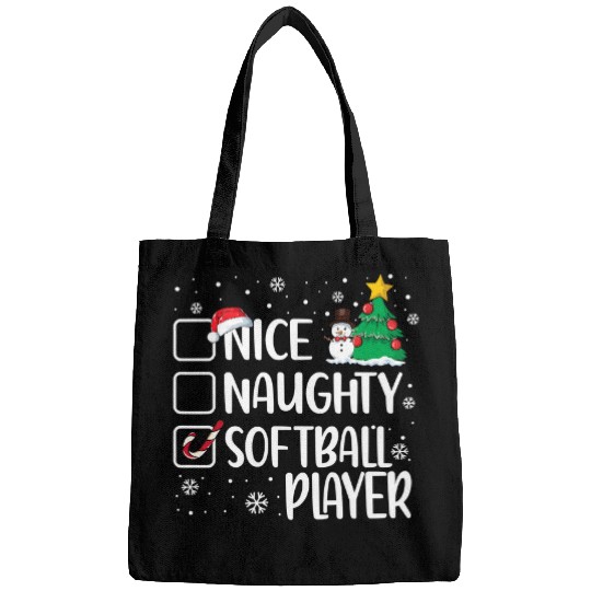 Softball Gift Naughty Or Nice Softball Player Funny Christmas Pajama 11 Bags