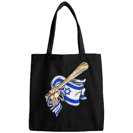Sport Baseball Funny Jewish Hand Holding Baseball Bat And Israel Flag Bags