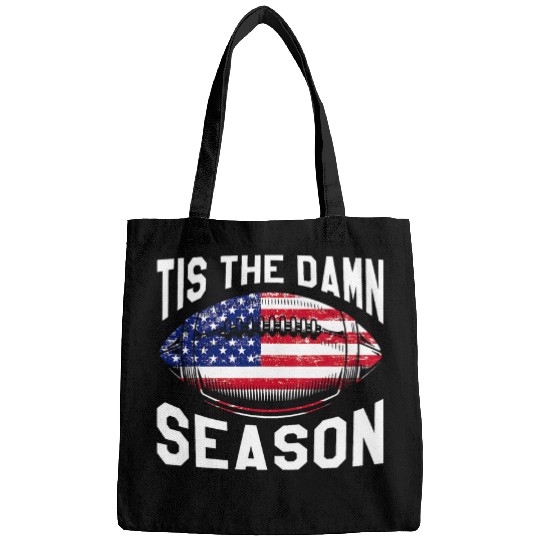 Sport American Football Tis The Damn Season Football USA Flag Vintage Music Lover Bags