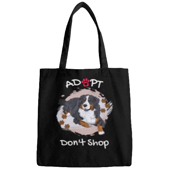 Cute Saint Bernard Dog Adopt Dont Shop Puppy Paws Art 1 Bags