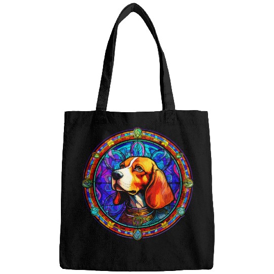 Beagle Pet Stained Glass Art 2Funny Holy Beagle Design Bags