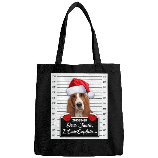 Basset Hound Pet Dear Santa I Can Explain Funny Christmas Basset Hound Xmas Bags