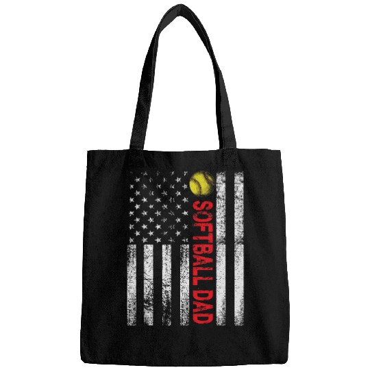 Sport Softball mens softball dad usa flag american daddy fars day Bags