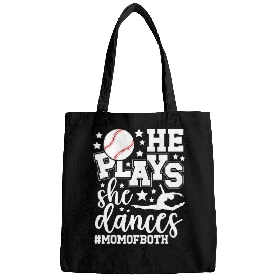 Sport Baseball He Plays She Dances Mom Of Both Dancing And Baseball Mom Bags