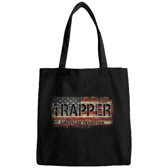 Coyote Mammal Distressed USA Flag Trapping Design for Coyote Trappers Bags