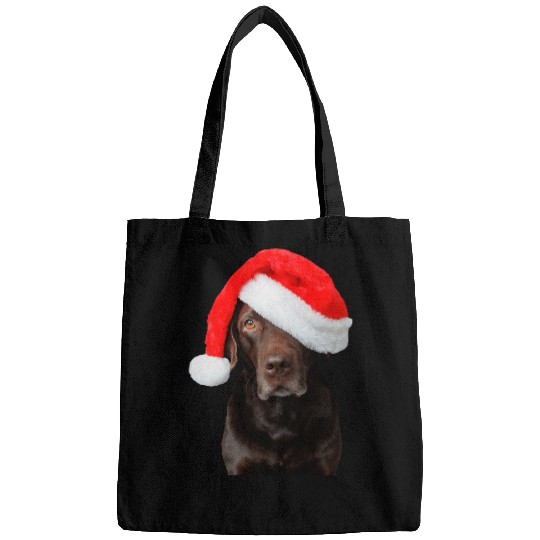 Labrador Pet Chocolate Lab Picture Santa Hat Cute Dog Christmas Bags
