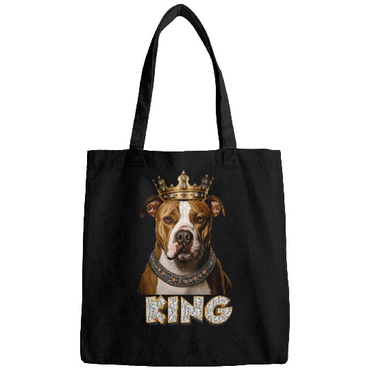 Pitbull Pet Baroque Renaissance King Pitbull Dog Portrait Bags
