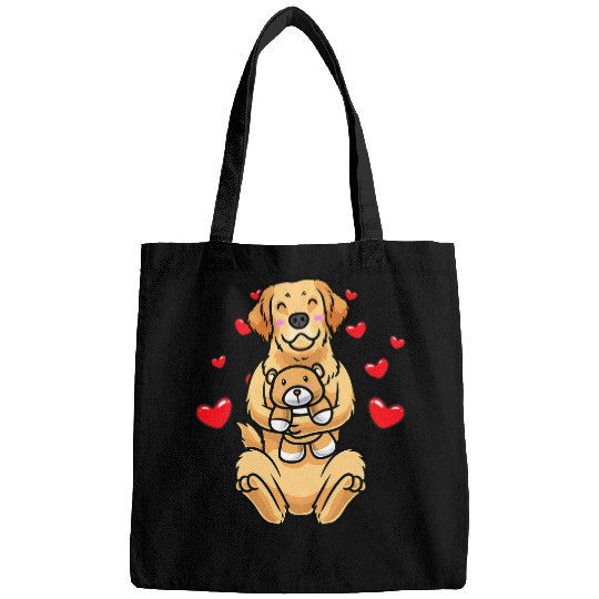 Golden Retriever Pet Kawaii Dog Golden Retriever Stuffed Animal And Hearts Bags