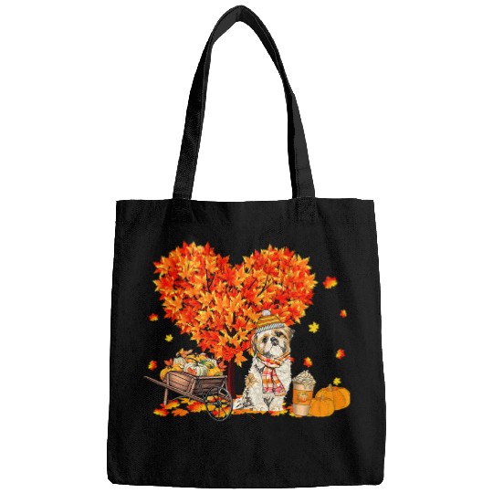 Shih Tzu Pet Autumn Tree Fall Leaves Pumpkin Dog Lover 34 Bags