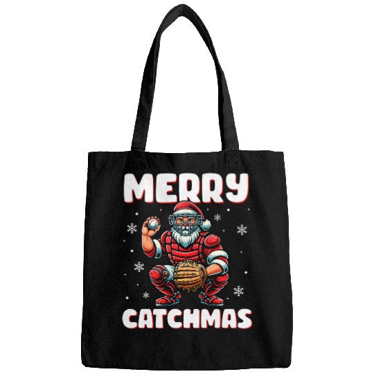 Sport Baseball Merry Catchmas Santa Claus Baseball Catcher xmass Christmas Bags