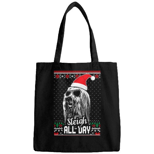 Bearded Collie Pet Sleigh all Day Funny Bearded Collie Christmas Bags