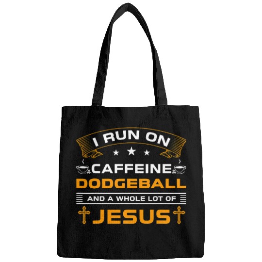 Sport Dodgeball Funny Run On Coffee Jesus Dodgeball Lovers Players Bags