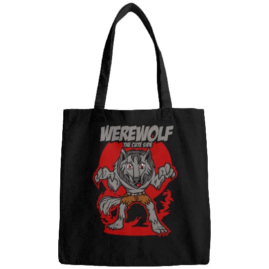 Coyote Mammal Cute werewolfs under the red moon on Halloween Bags