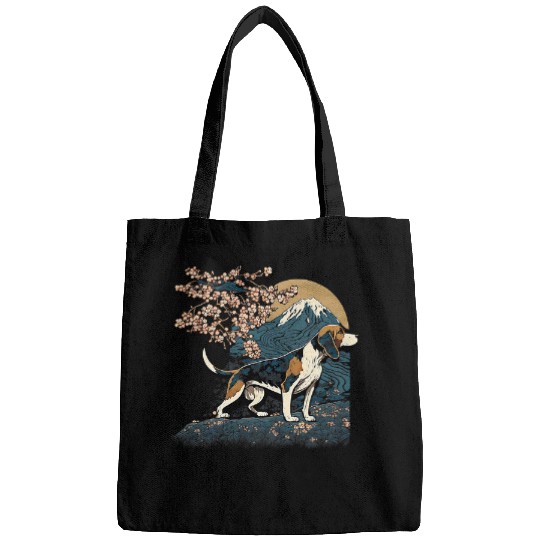 Coonhound Pet Surrealism Japanese Painting Treeing Walker Coonhound dog 3 Bags