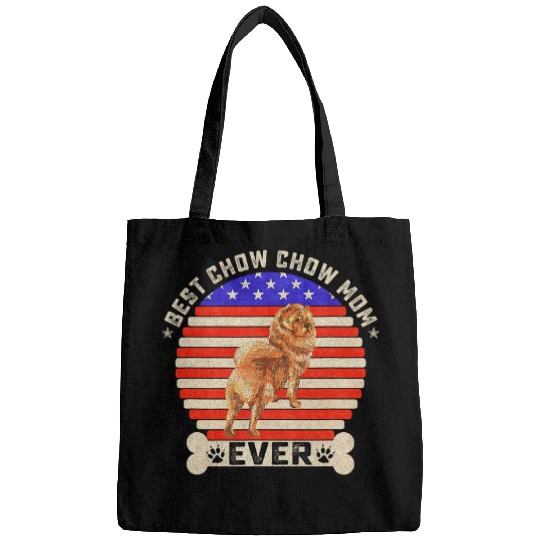Chow Chow Pet Vintage Retro USA Flag bests Chow Chow Dog Mom Ever Sunset 353 Bags