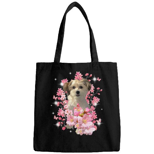 Chinese Crested Pet Powderpuff Cherry Blossom Flowers Bags
