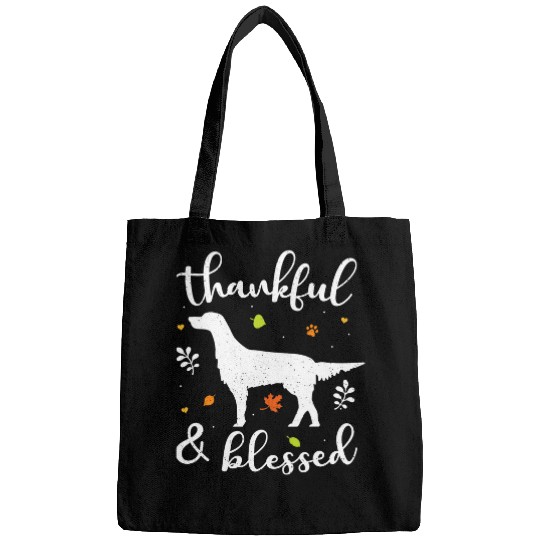 English Setter Pet English Setter Thanksgiving Dog Thankful Blessed Mom Bags