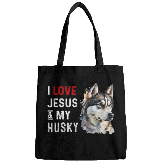Husky Pet I love Jesus And My Husky Bags