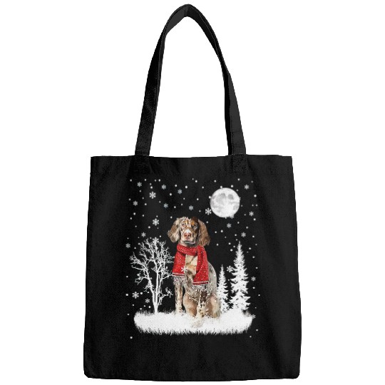 English Setter Pet English Setter Under Moonlight Snow Christmas Pajama 301 Bags