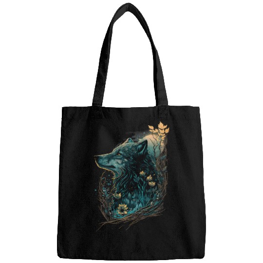 Coyote Mammal Fairycore Floral wolfs 2Aesthetic Girls Dark Grunge Wolves 21 Bags