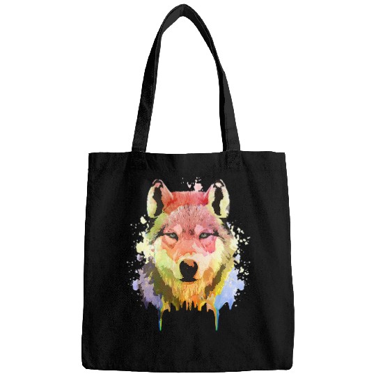 Coyote Mammal For Men Women Animal Face Waterpaint Grey Wolves 1 Bags